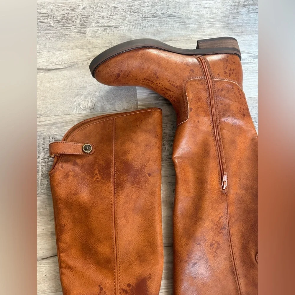 Frye & Co Kellie Button Tall Cognac Knee High Boots Size 7 1/2